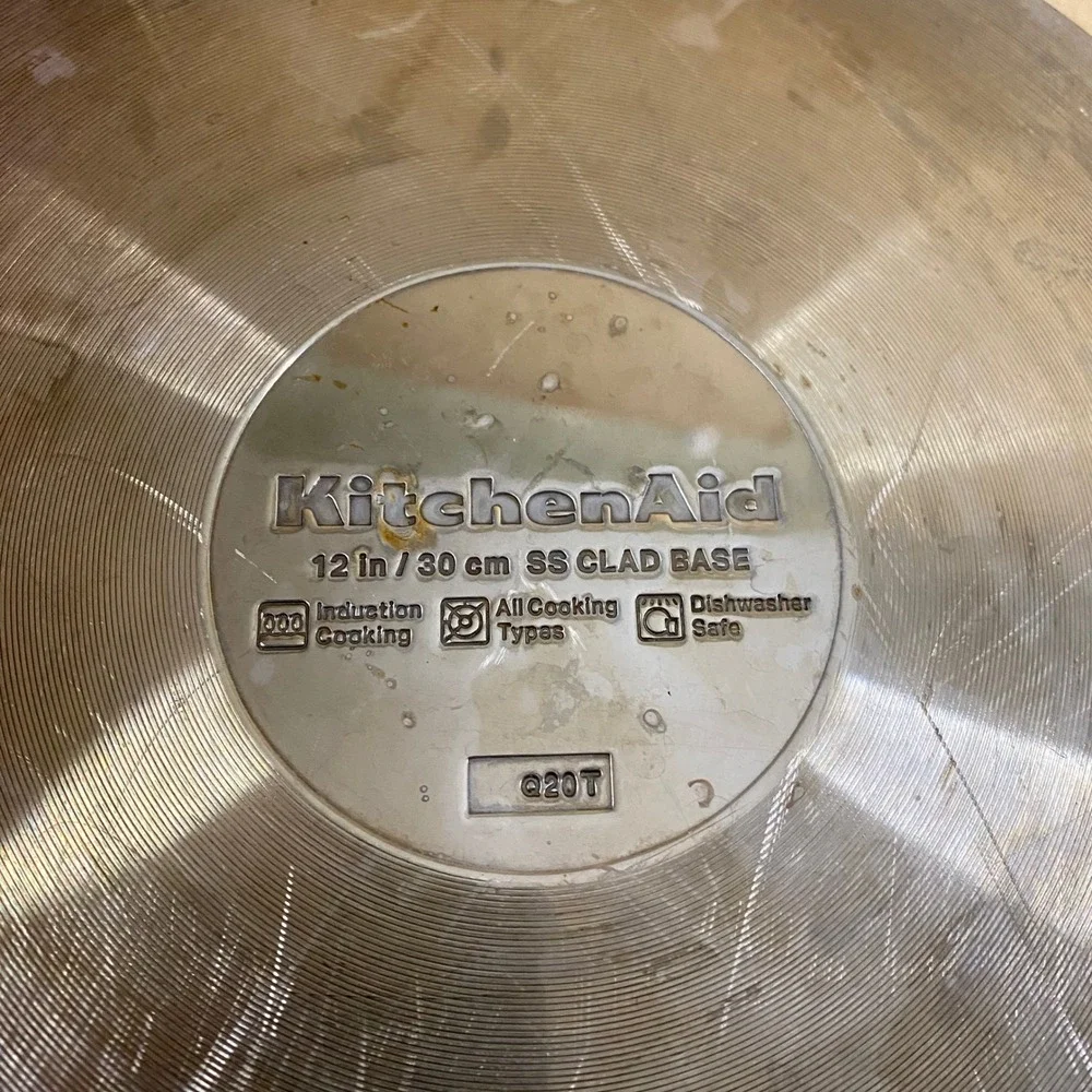 KitchenAid 12 in Stainless Steel Clad‎ Base Nonstick Induction Saute Fry Pan GUC